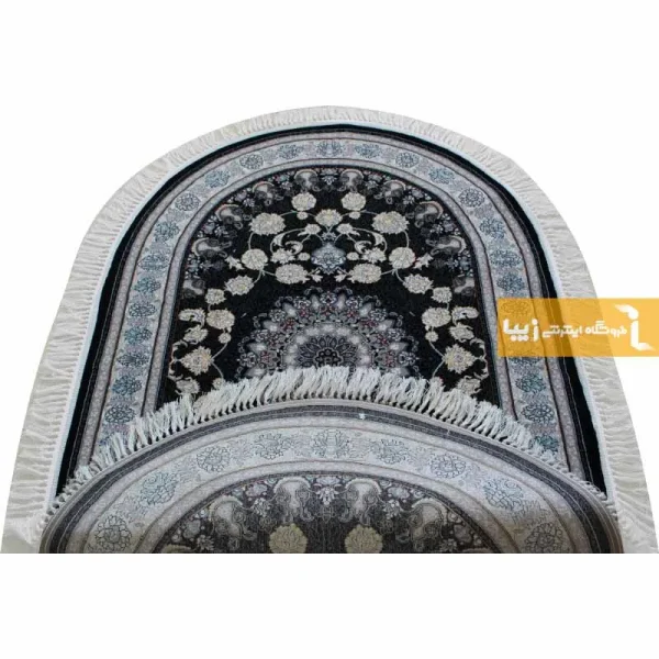 فرش بیضی سرمه ای طرح اصفهان6