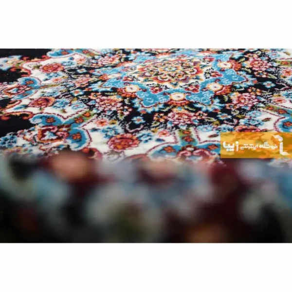 فرش بیضی سرمه ای طرح نیلا13