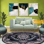 فرش بیضی سرمه ای طرح نیلا1