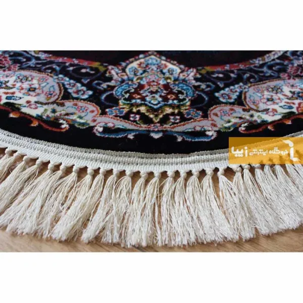 فرش بیضی سرمه ای طرح نیلا7