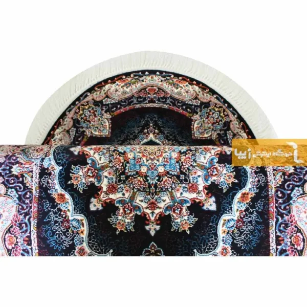 فرش بیضی سرمه ای طرح نیلا9