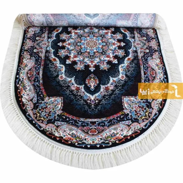 فرش بیضی سرمه ای طرح نیلا6