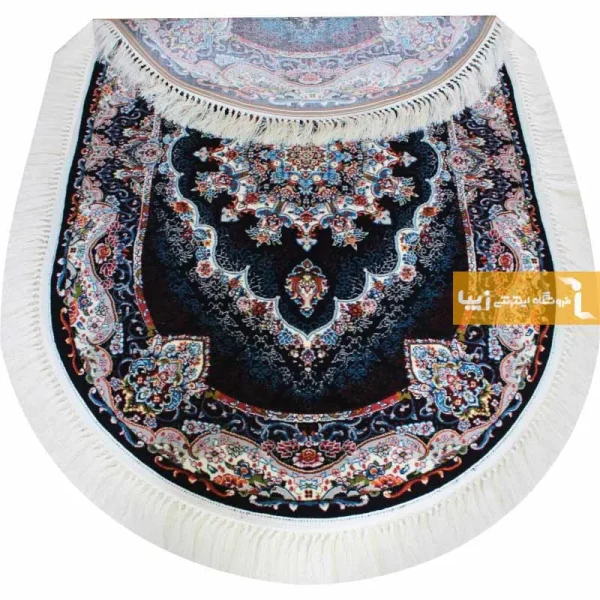 فرش بیضی سرمه ای طرح نیلا5