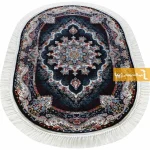 فرش بیضی سرمه ای طرح نیلا4