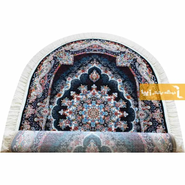 فرش بیضی سرمه ای طرح نیلا3