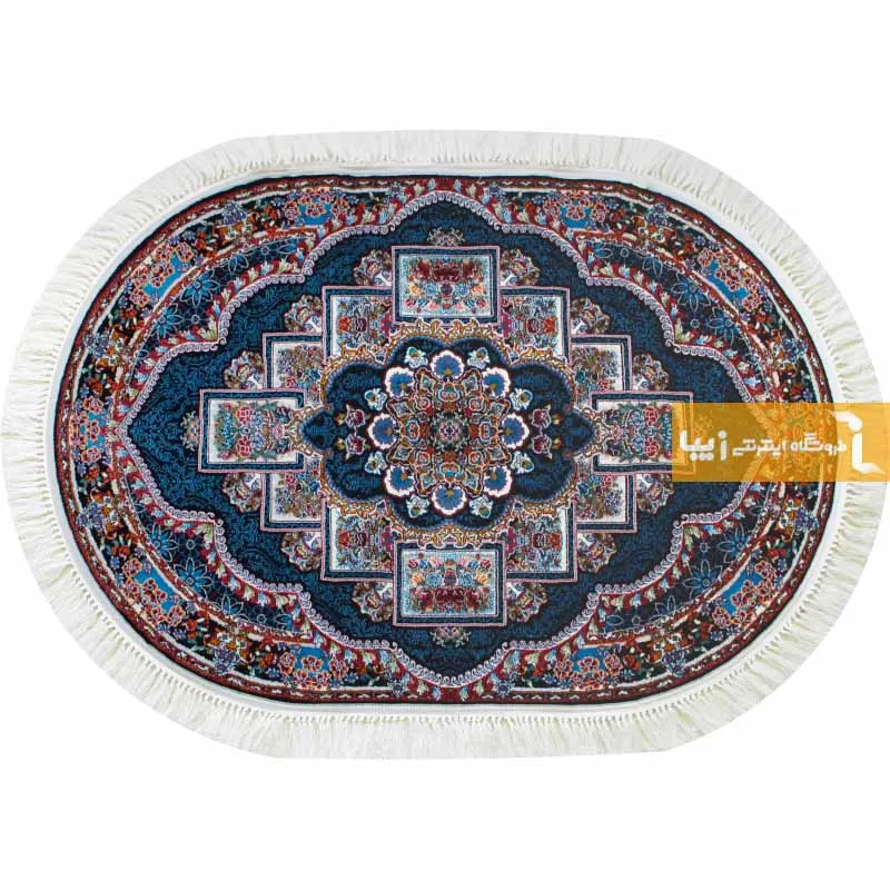 فرش بیضی سرمه ای طرح ناردون10