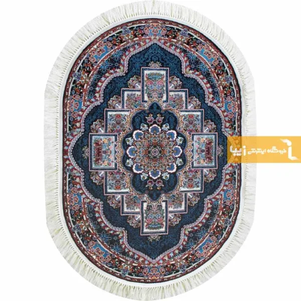 فرش بیضی سرمه ای طرح ناردون2