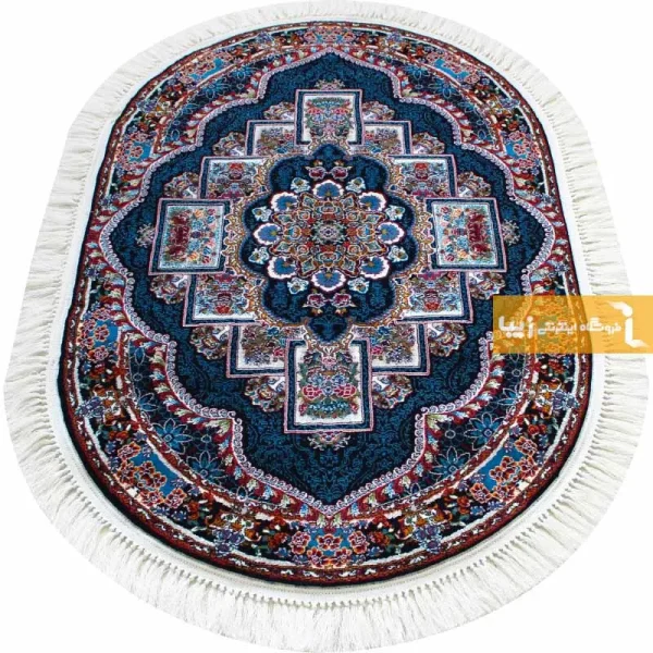 فرش بیضی سرمه ای طرح ناردون14