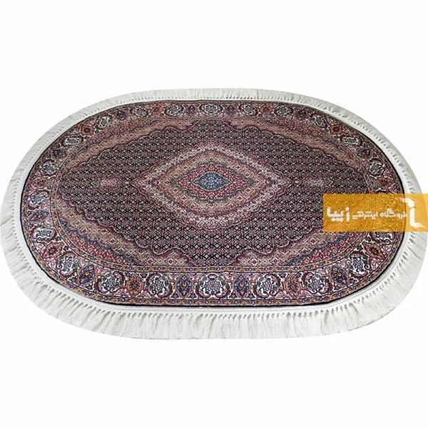 فرش بیضی سرمه ای طرح ریزماهی3