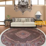 فرش بیضی سرمه ای طرح ریزماهی1