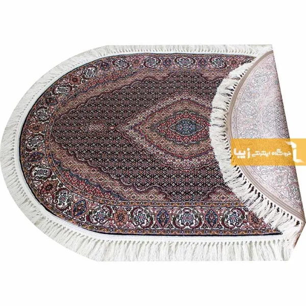 فرش بیضی سرمه ای طرح ریزماهی9