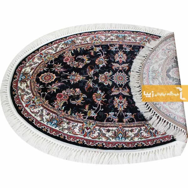 فرش بیضی سرمه ای طرح صبا10