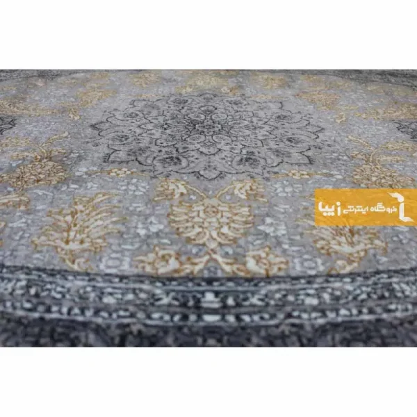 فرش بیضی نقره ای طرح شاهسوند3