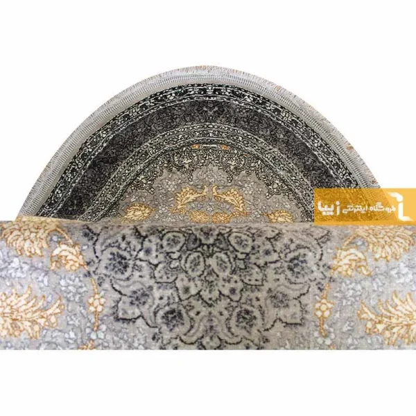 فرش بیضی نقره ای طرح شاهکار3