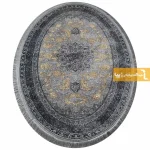 فرش بیضی نقره ای طرح شاهکار4