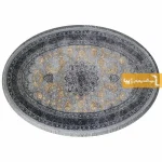 فرش بیضی نقره ای طرح شاهکار9