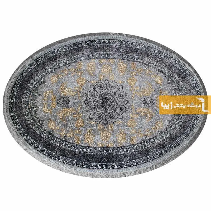فرش بیضی نقره ای طرح شاهکار9
