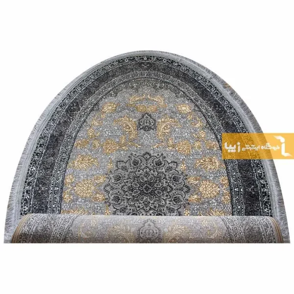 فرش بیضی نقره ای طرح شاهکار8