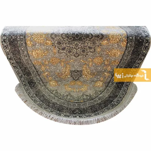 فرش بیضی نقره ای طرح شاهکار7