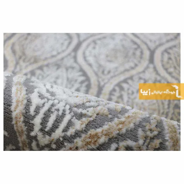 فرش بیضی طوسی طرح درباری6