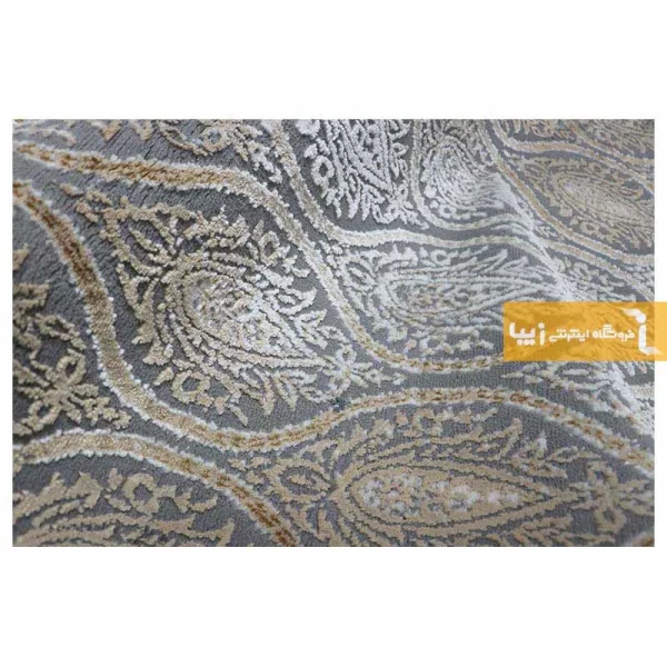 فرش بیضی طوسی طرح درباری4