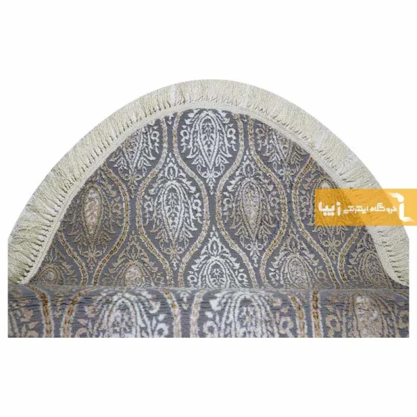 فرش بیضی طوسی طرح درباری2