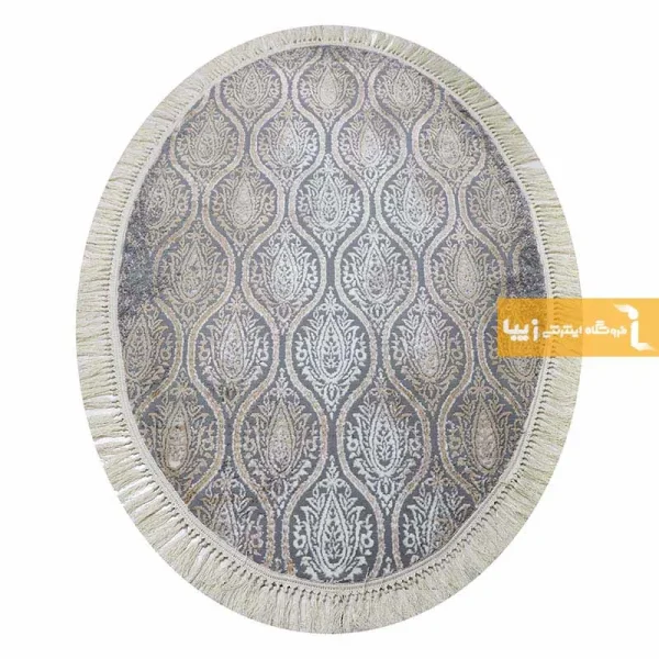 فرش بیضی طوسی طرح درباری13