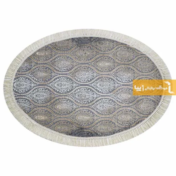 فرش بیضی طوسی طرح درباری12
