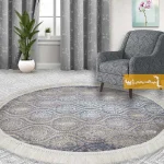 فرش بیضی طوسی طرح درباری1