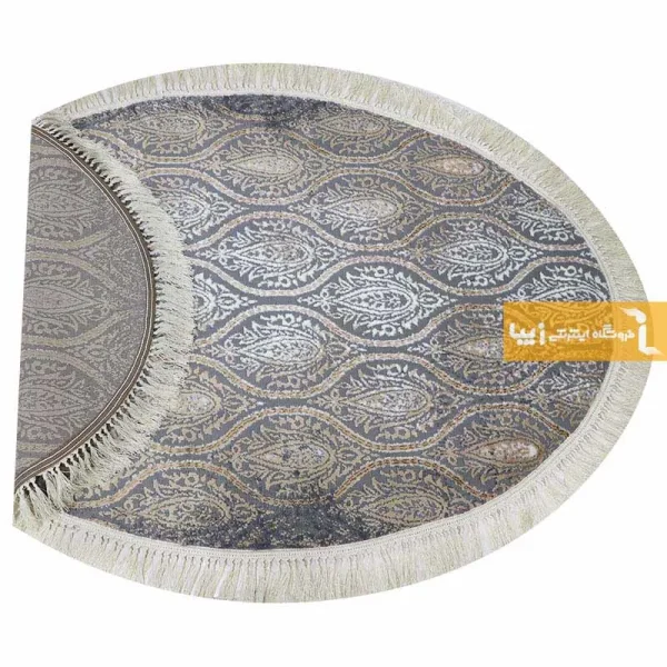 فرش بیضی طوسی طرح درباری10