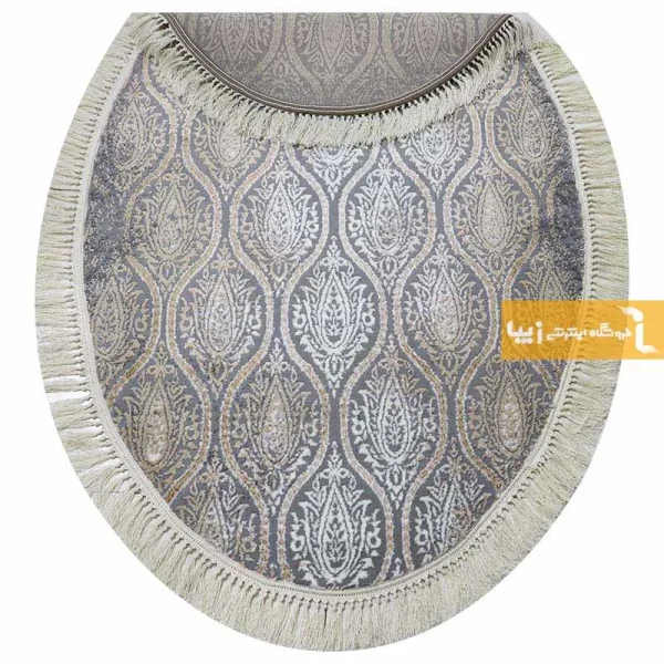 فرش بیضی طوسی طرح درباری9