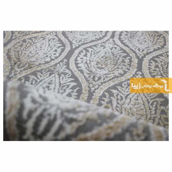 فرش بیضی طوسی طرح درباری8