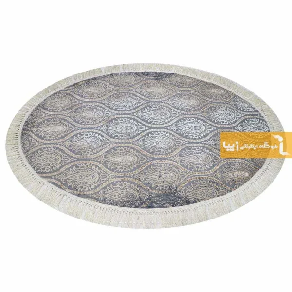 فرش بیضی طوسی طرح درباری7