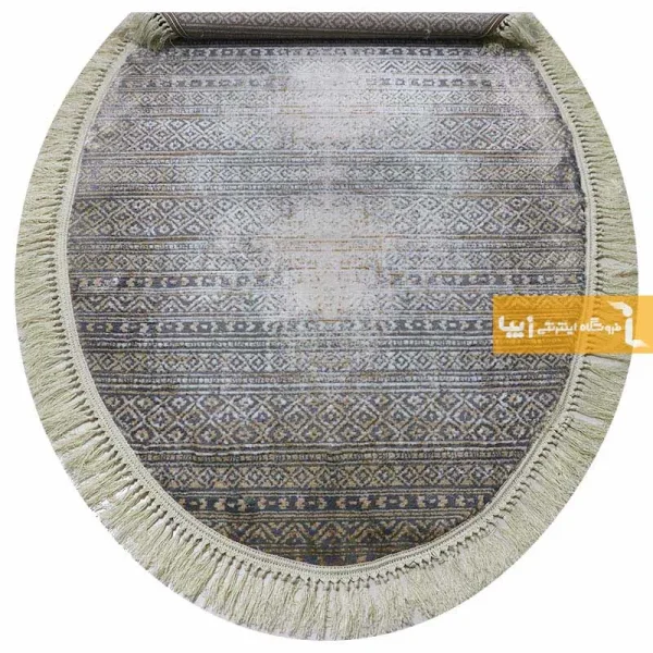 فرش بیضی طوسی طرح مراکش6