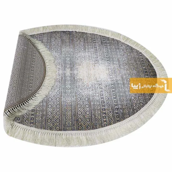 فرش بیضی طوسی طرح مراکش7