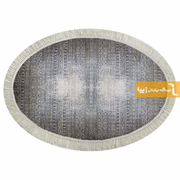 فرش بیضی طوسی طرح مراکش5