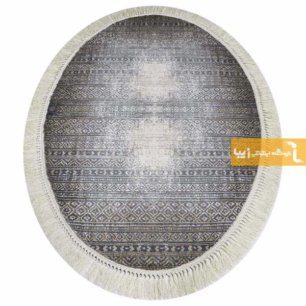 فرش بیضی طوسی طرح مراکش3