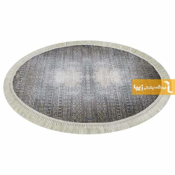 فرش بیضی طوسی طرح مراکش13
