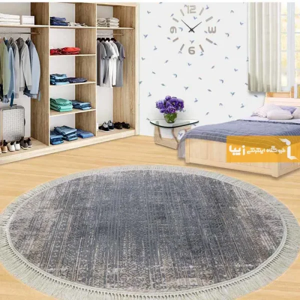 فرش بیضی طوسی طرح پاسکال1