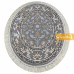 فرش بیضی طوسی طرح زنبق10