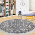 فرش بیضی طوسی طرح زنبق1