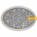 فرش بیضی طوسی طرح زنبق14