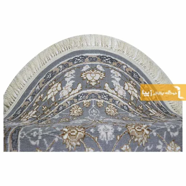 فرش بیضی طوسی طرح زنبق12