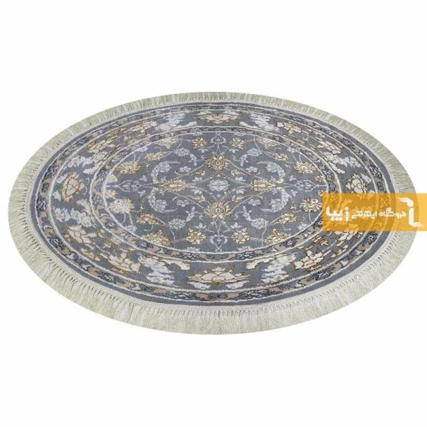 فرش بیضی طوسی طرح زنبق11