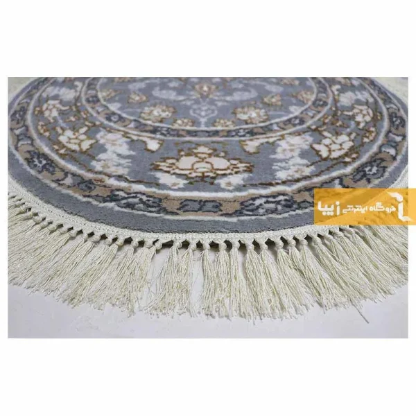 فرش بیضی طوسی طرح زنبق9