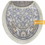 فرش بیضی طوسی طرح زنبق8