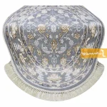 فرش بیضی طوسی طرح زنبق4