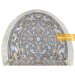 فرش بیضی طوسی طرح زنبق3