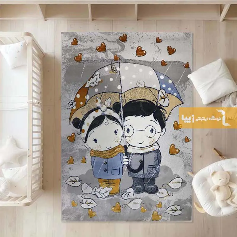 فرش کودک طوسی طرح دریا و دارا1