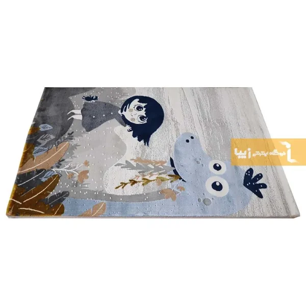 فرش کودک طوسی طرح دایناسور8